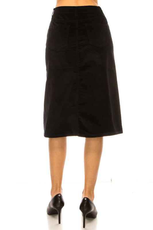 Velvet Denim Cut Skirt: Black