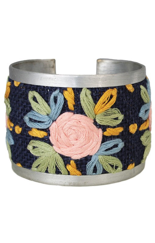 Cross-stitched Floral Bangle