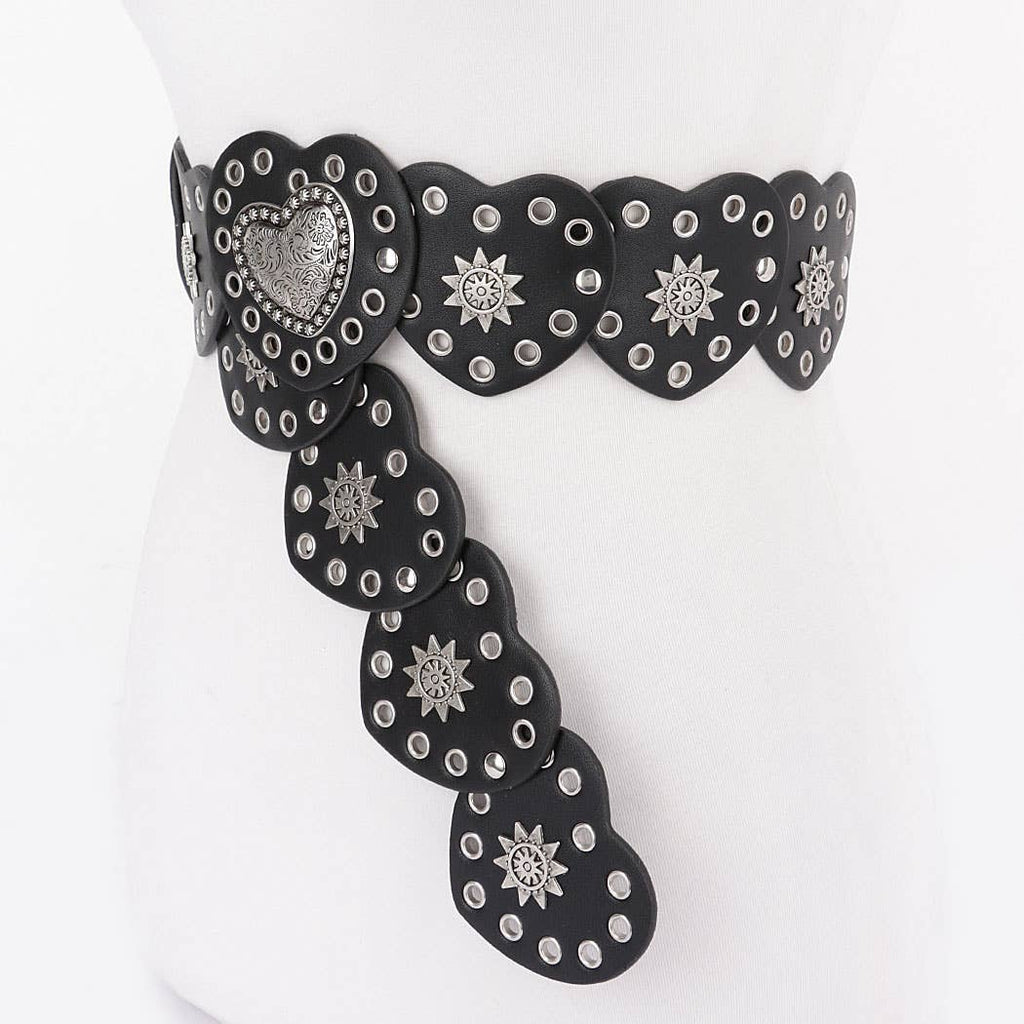 Heart Shaped Western Belt: Black
