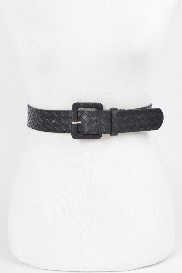 Vegan Leather Braided Belt: Black