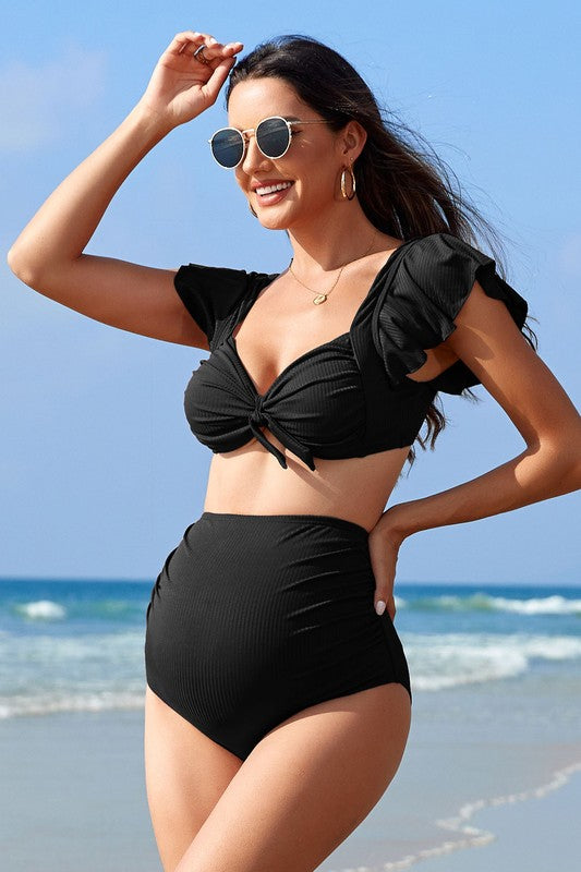 Ruffle And Ruche Two Piece Swimsuit
