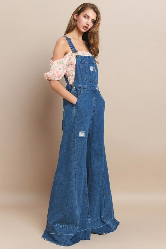 Janet Wide Leg Denim Overalls
