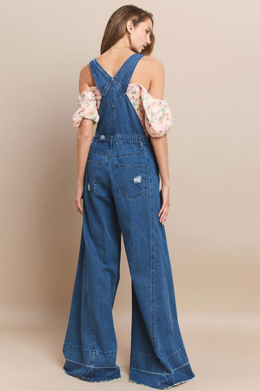 Janet Wide Leg Denim Overalls