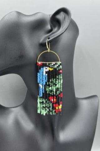 Parrot Tassle Beaded Earrings