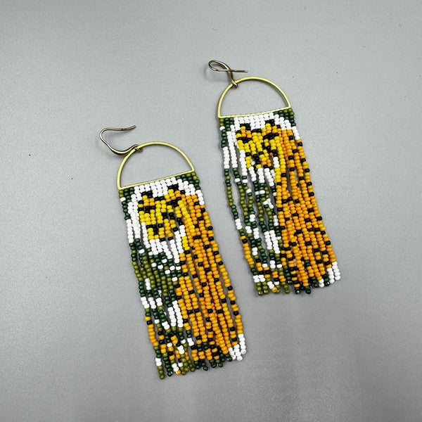 Leopard Tassle Beaded Earrings