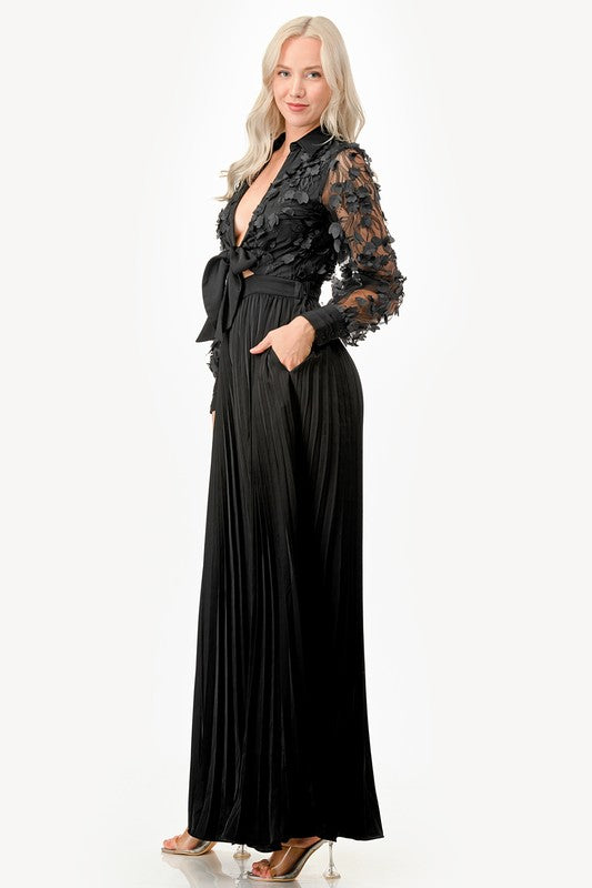Raven Bouquet Pleated Jumpsuit