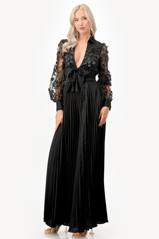 Raven Bouquet Pleated Jumpsuit