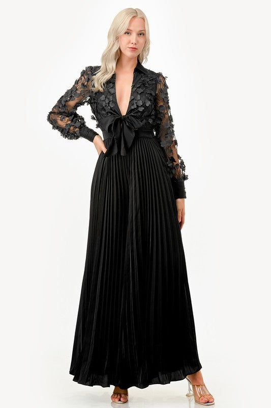Raven Bouquet Pleated Jumpsuit