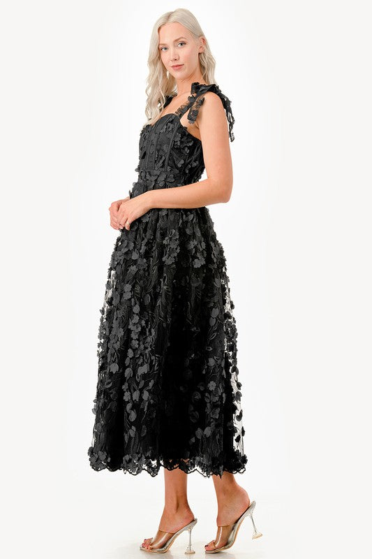 Corset Bodice Black Bouquet Dress