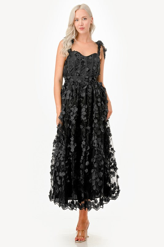 Corset Bodice Black Bouquet Dress