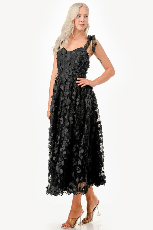 Corset Bodice Black Bouquet Dress