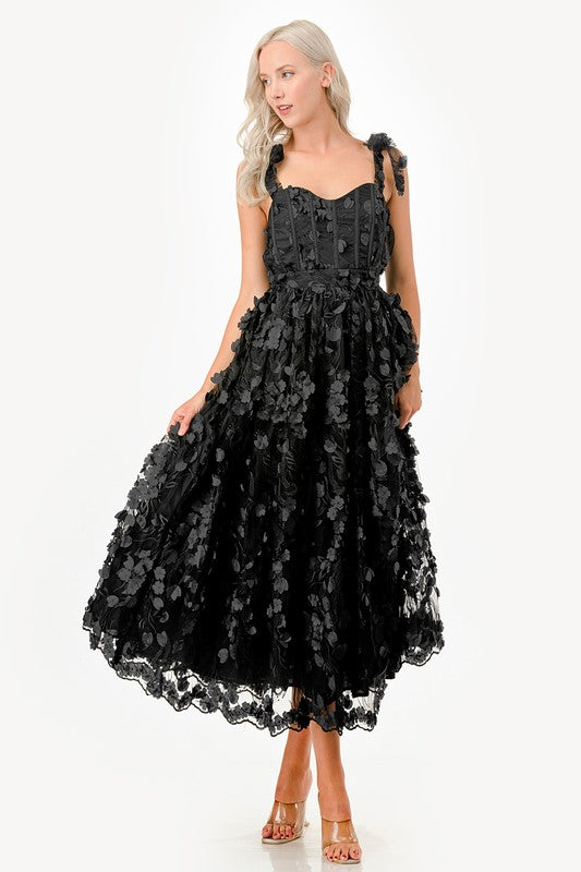 Corset Bodice Black Bouquet Dress