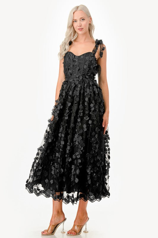 Corset Bodice Black Bouquet Dress