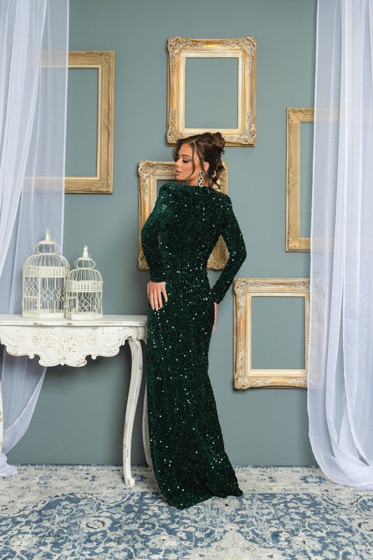 Velvet Sequin Maxi Dress