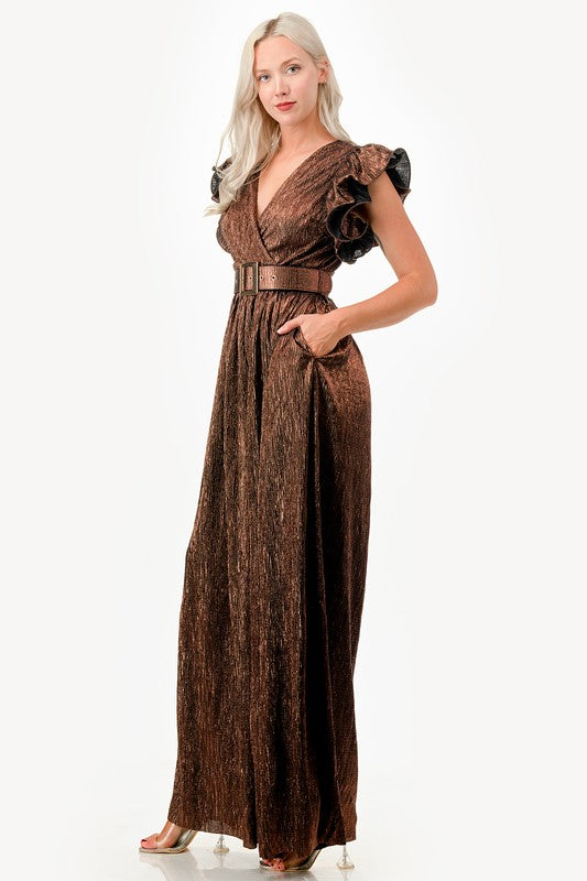 Bronze Goddess Wideleg Jumpsuit