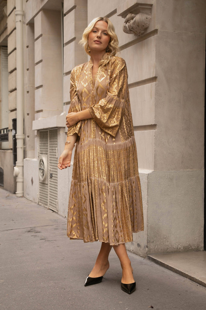 Gilded Goddess Flowy Dress