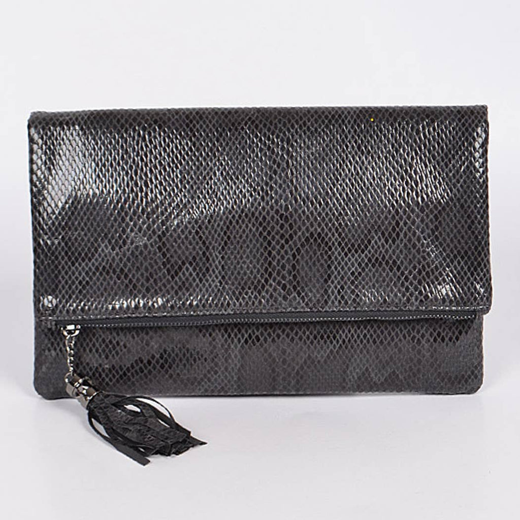Green Faux Python Clutch