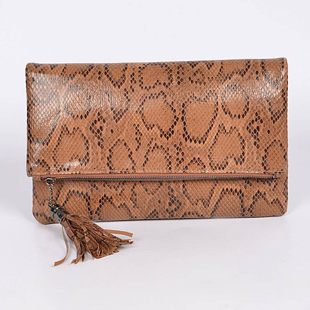 Green Faux Python Clutch