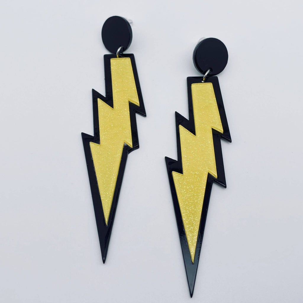 Glitter Lightning Earrings: Yellow
