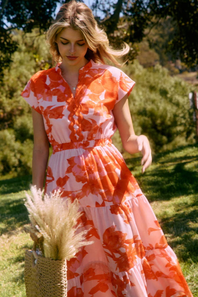 Citrus Kiss Tiered Midi Dress