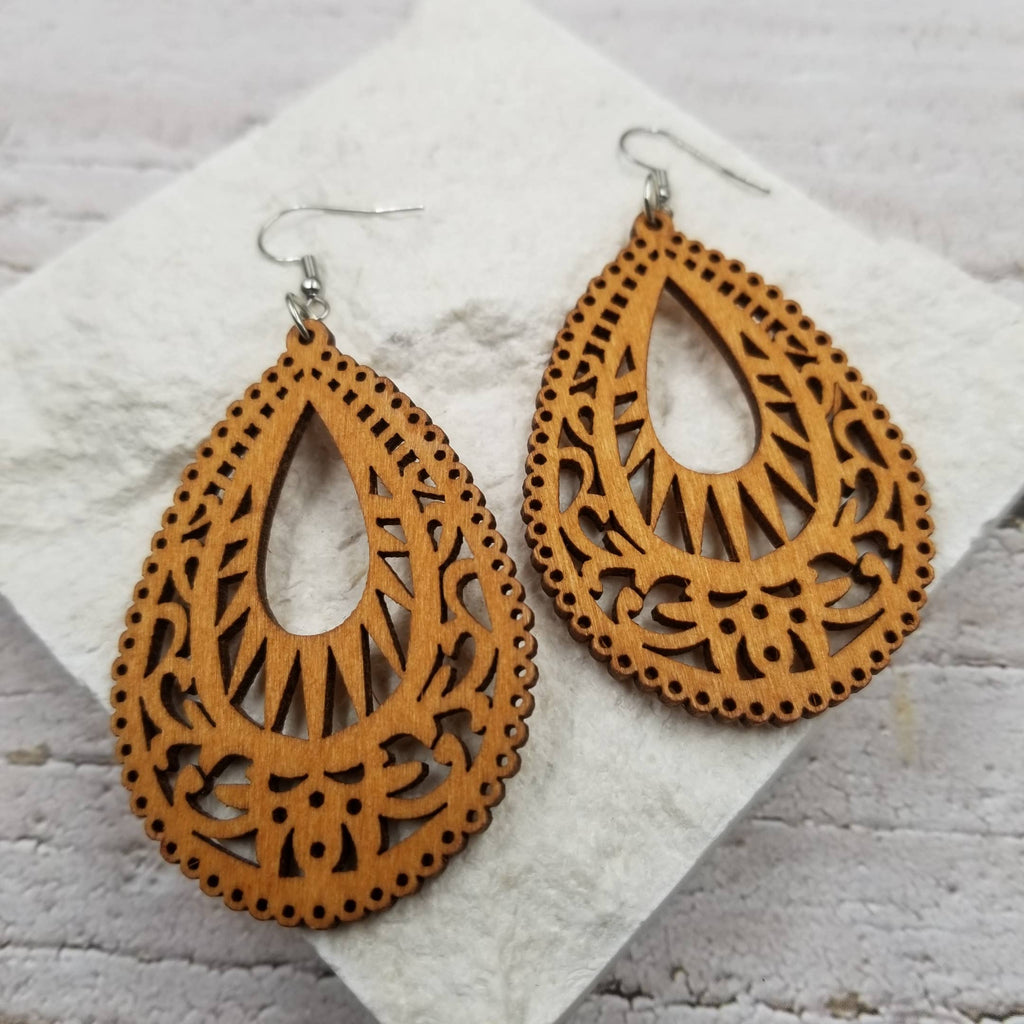 Mandala Wood Earrings