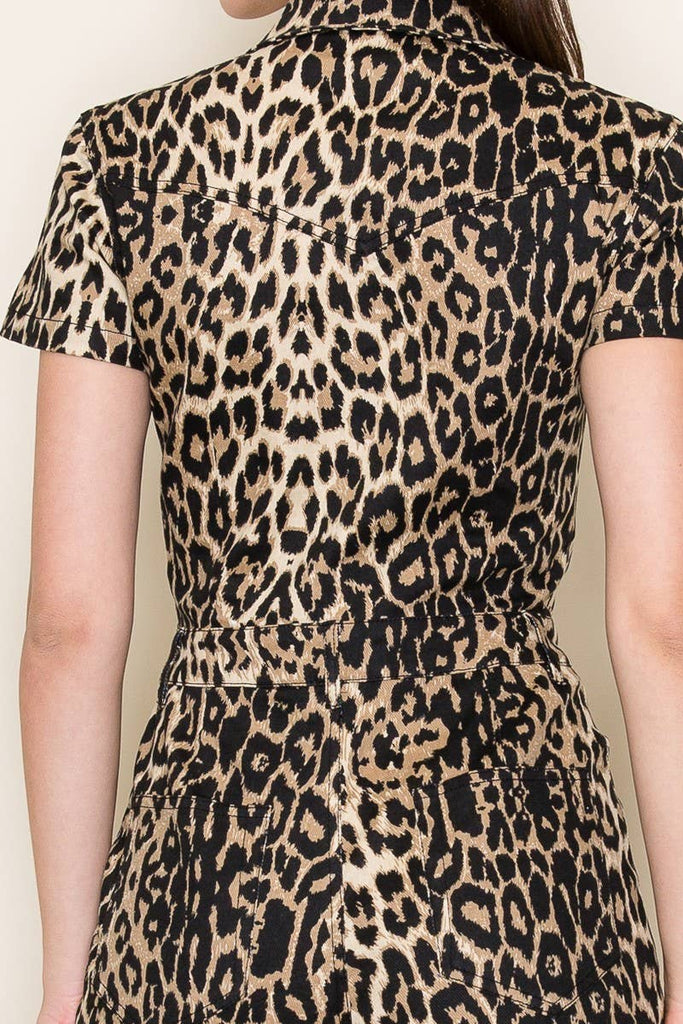 Leopard Denim Jumpsuit