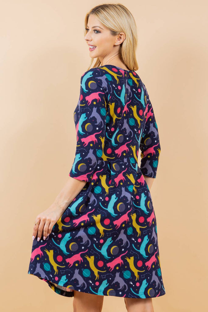 Space Cats Sweater Dress