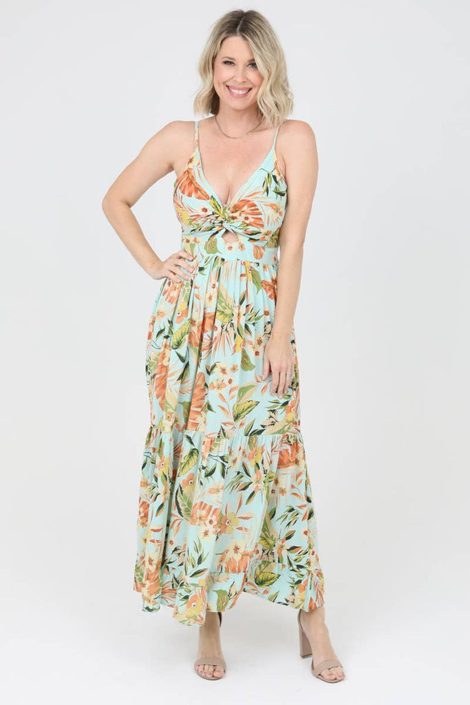 Tropical Twist Cut-Out Maxi Dress