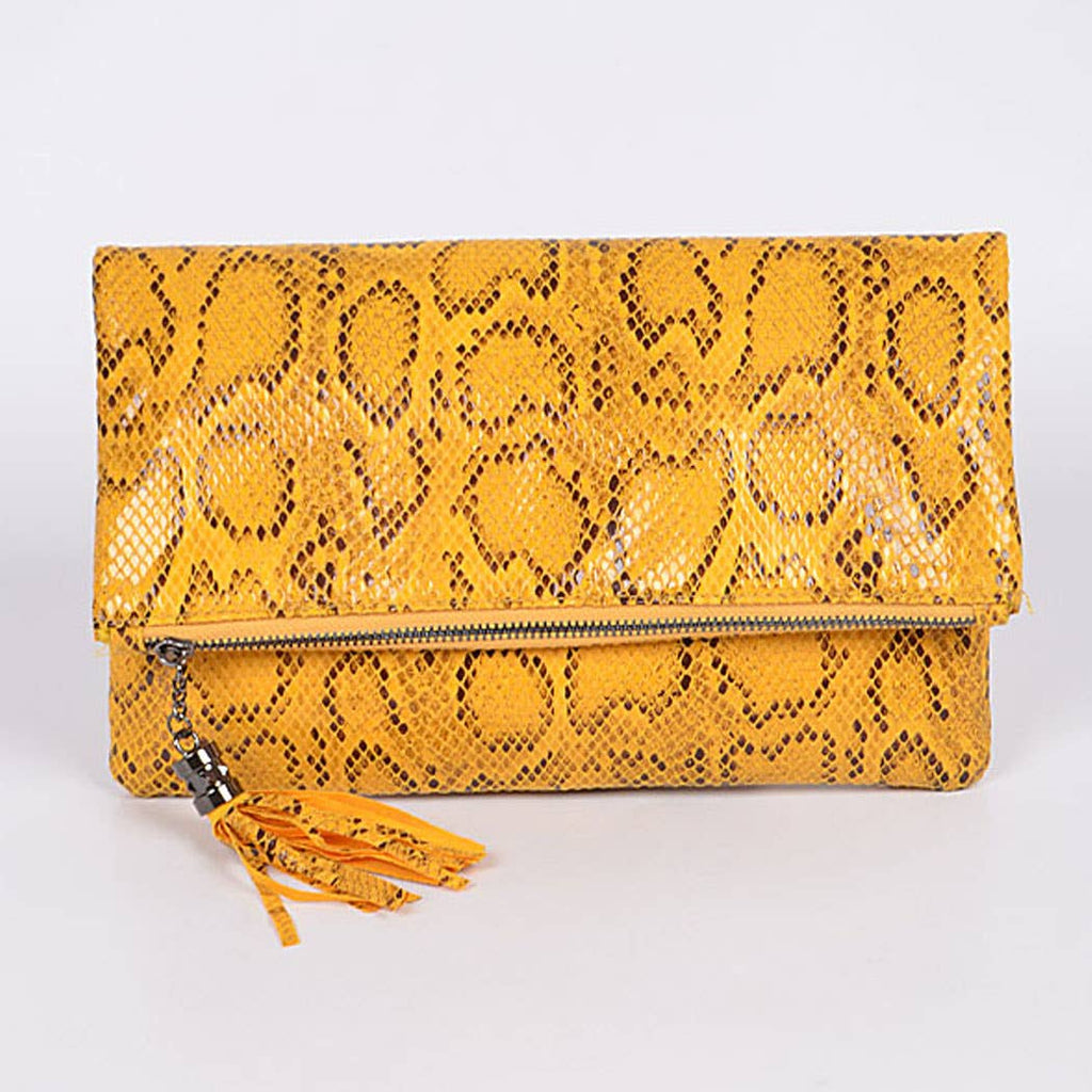 Green Faux Python Clutch