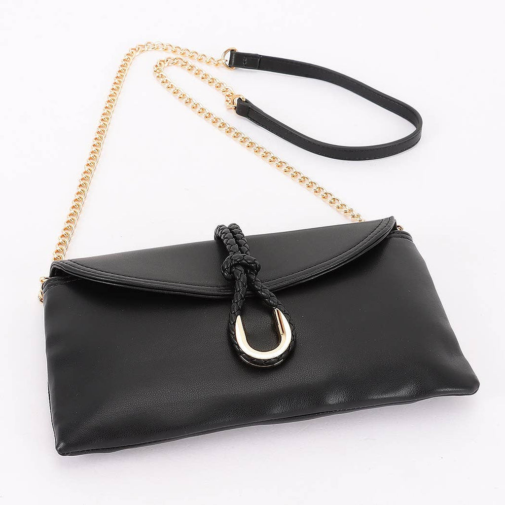Vegan Leather Envelope Clutch Bag: BK