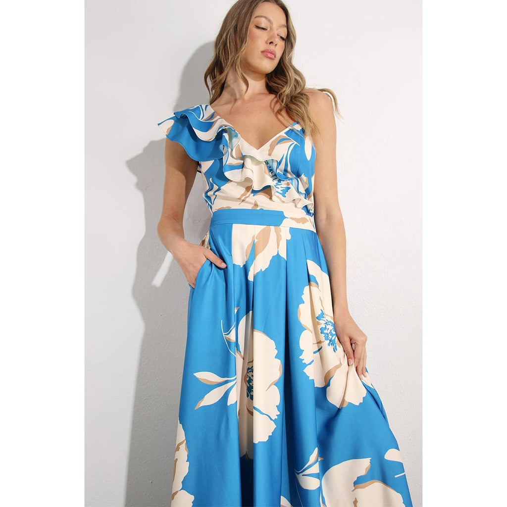 Jardin De Fleur Maxi Dress: Blue