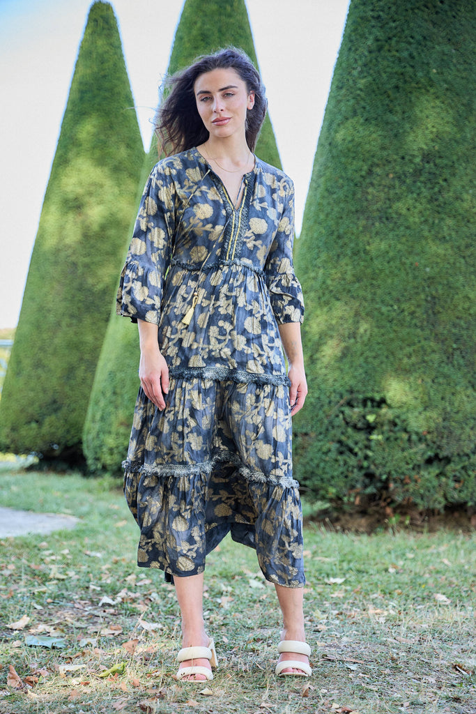 Gilded Dahlia Ruffled Dress