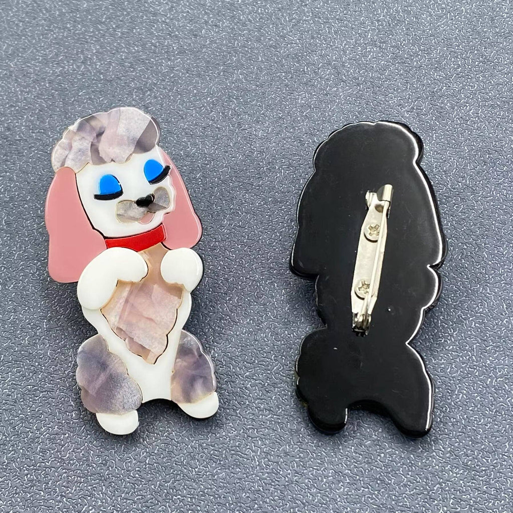 Spaniel Acrylic Brooch: Pink
