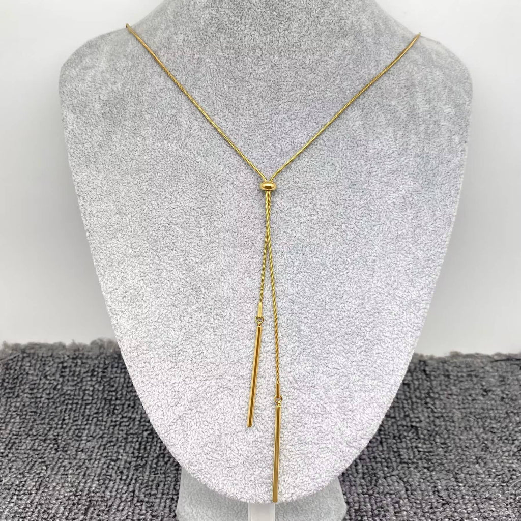 Golden Stainless Steel Lariat Necklace
