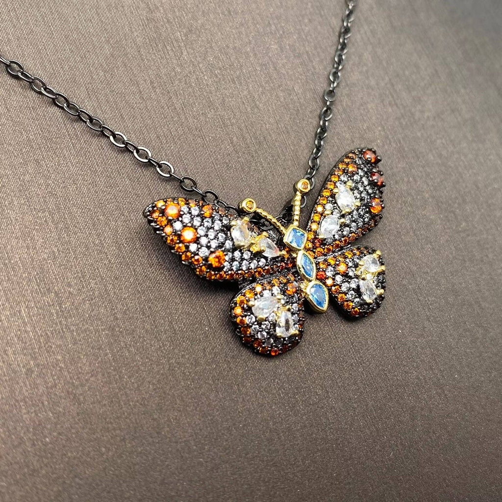 Zirconia Black Butterfly Necklace