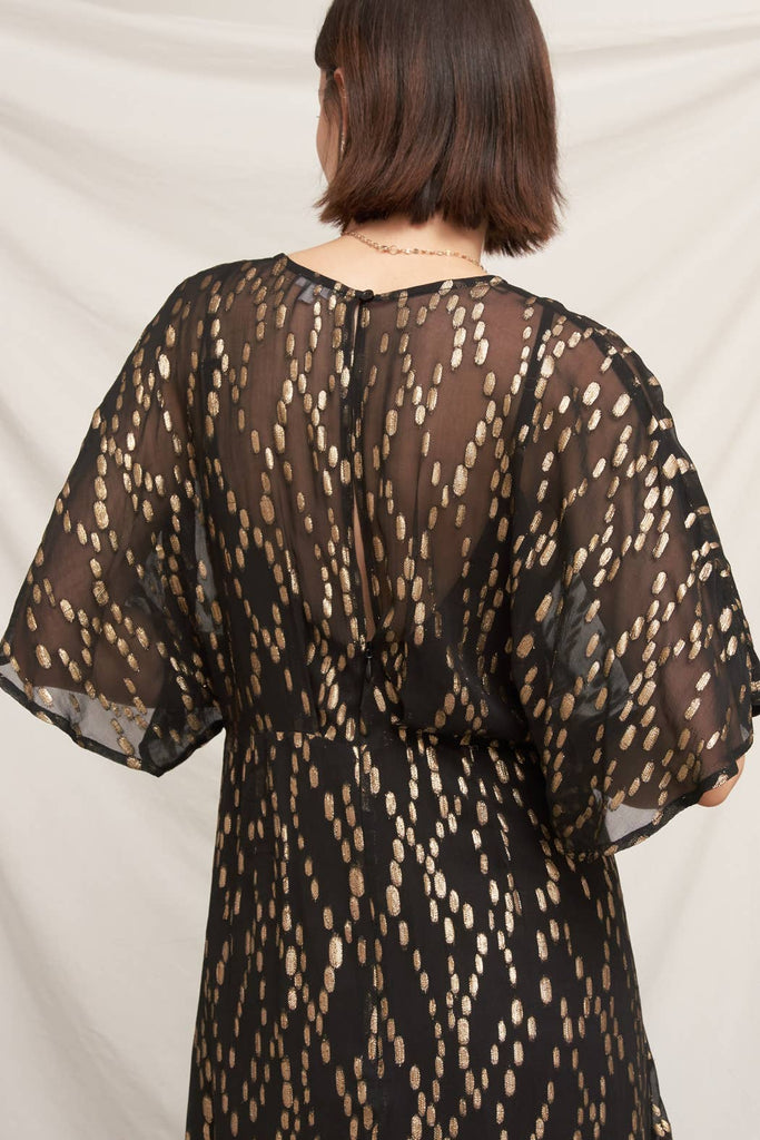 Gauzy & Golden Kimono Maxi Dress