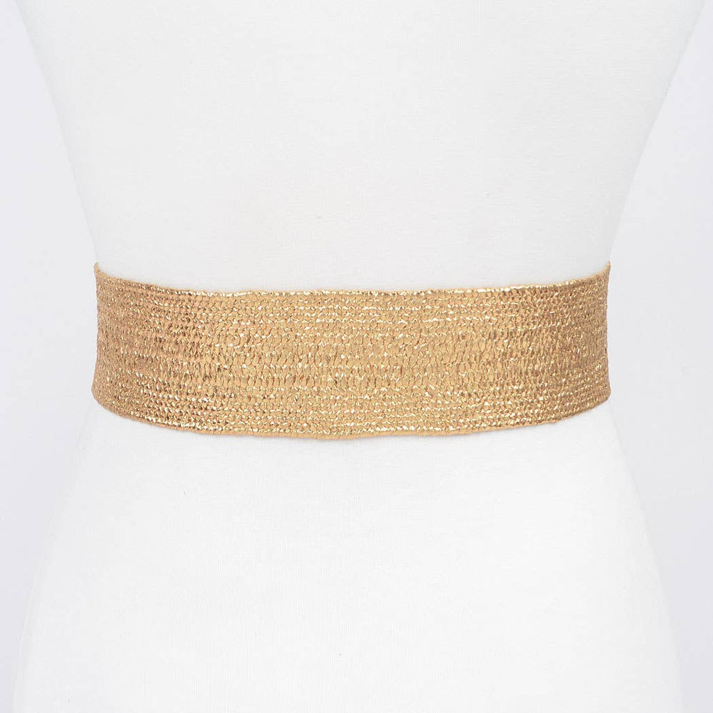 Silver Stetch Rattan Rhinestone Belt