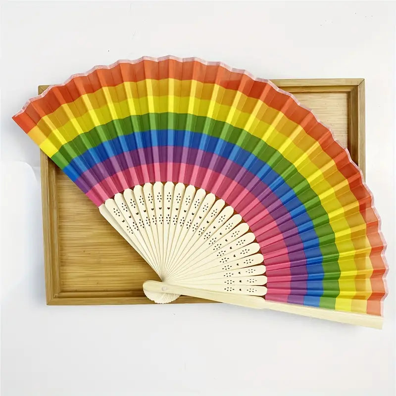 Rainbow Pride Bamboo Fan