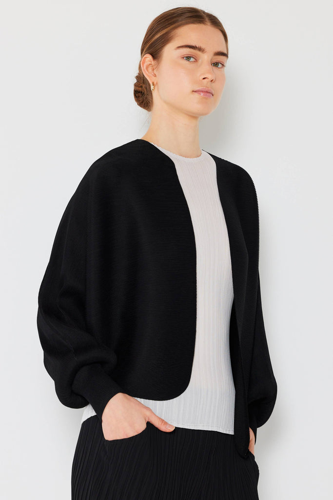 Ribbed Pleated Bolero: Black