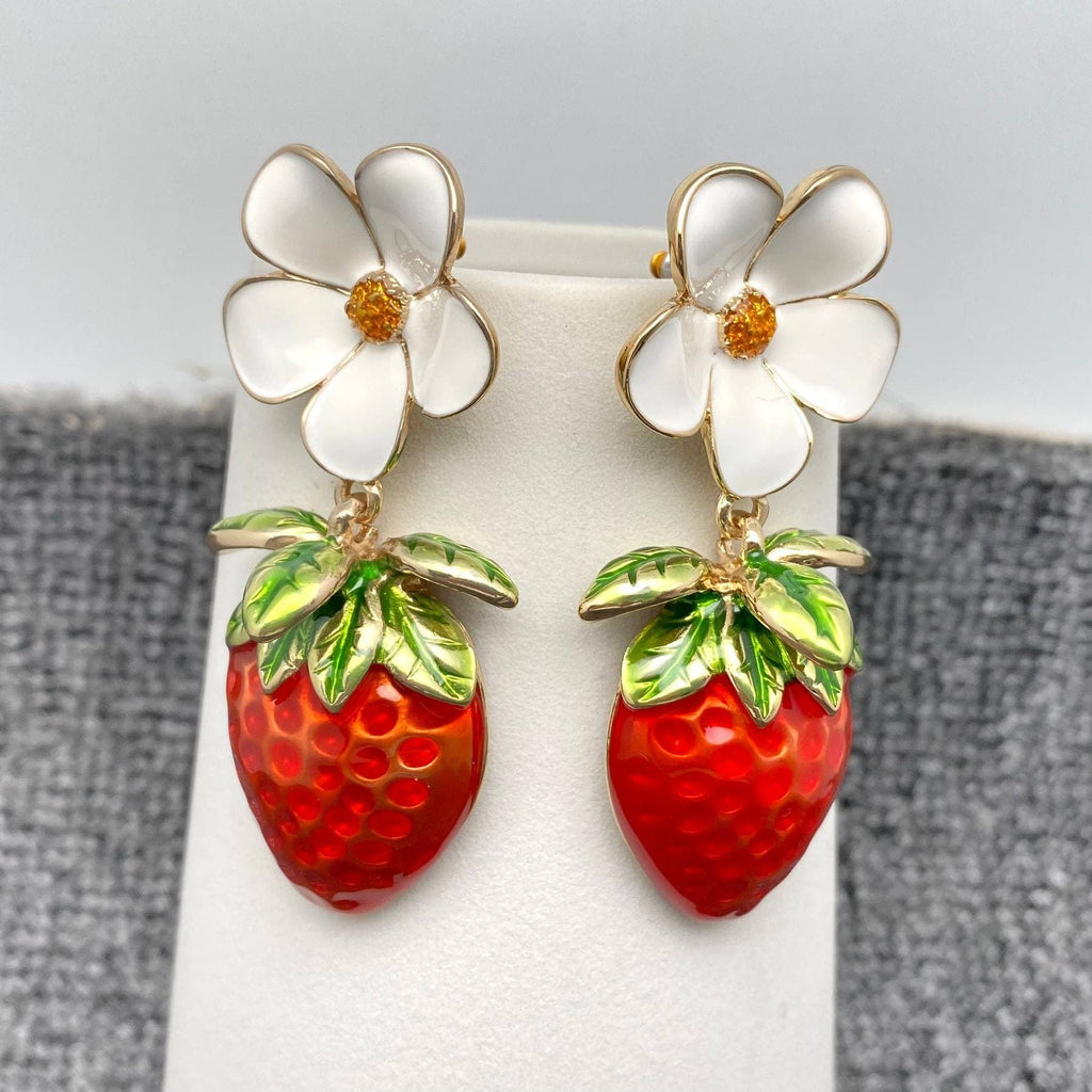Enamel Large Strawberry Earrings