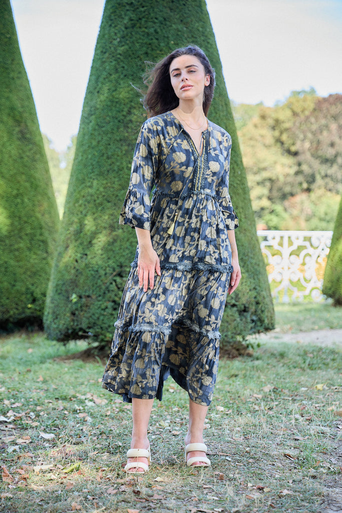 Gilded Dahlia Ruffled Dress