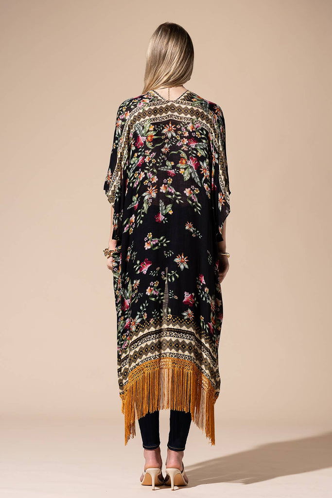 Floral Fringe Kimono