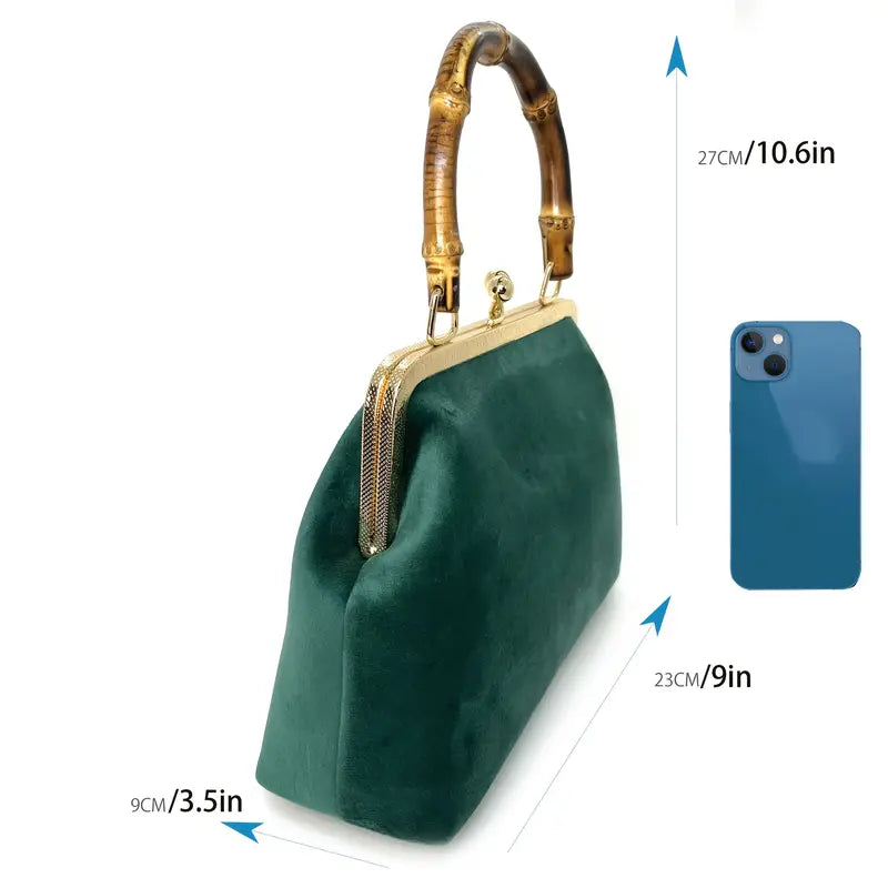 Embroidered Bird Velvet Bag