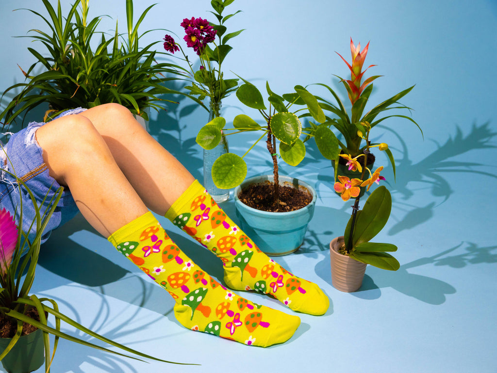 Mushroom Socks - 1970s Retro Crew Socks