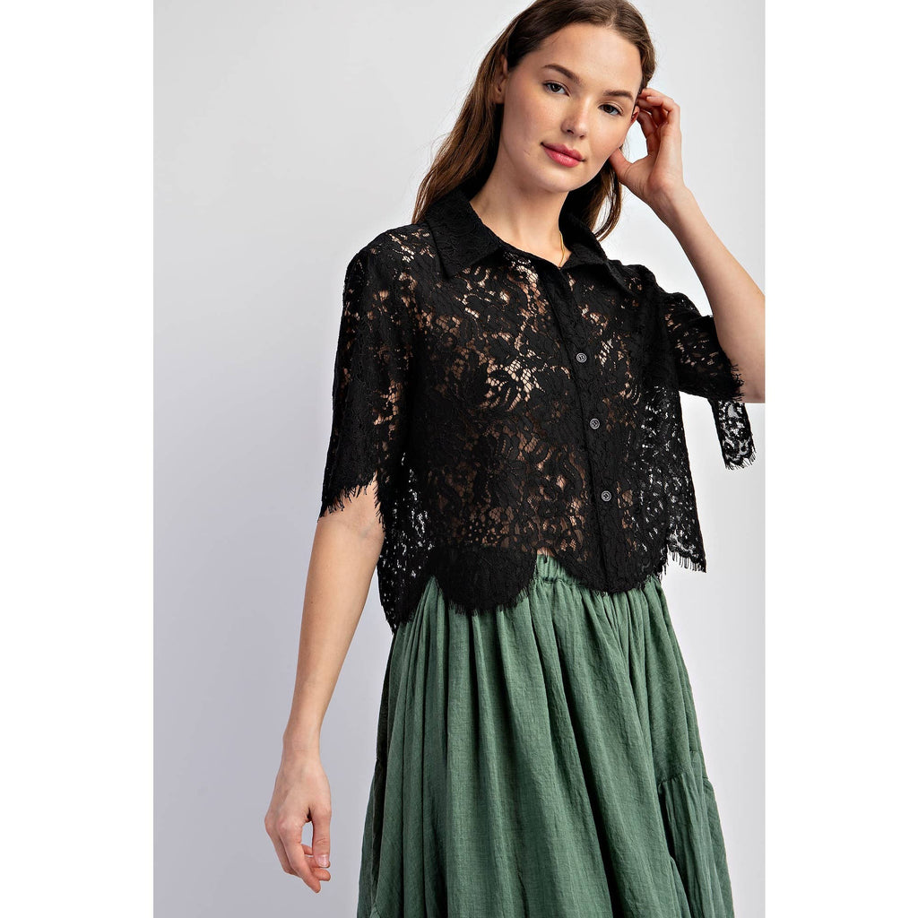 Scalloped Lace Blouse