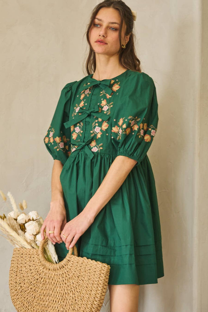 Cross-Stitched Baby Doll Dress