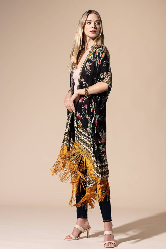 Floral Fringe Kimono