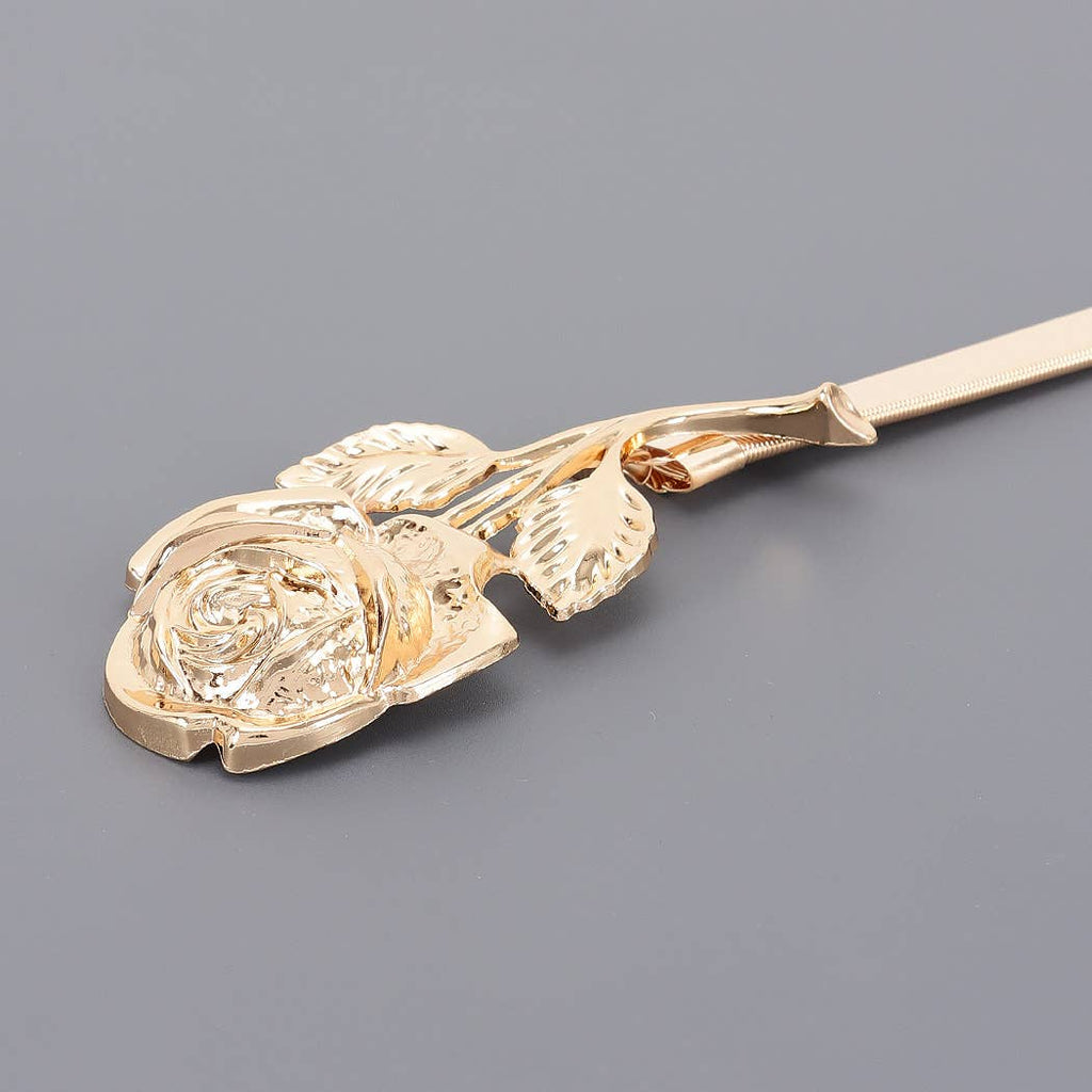 Metal Rose Spring Belt: Gold