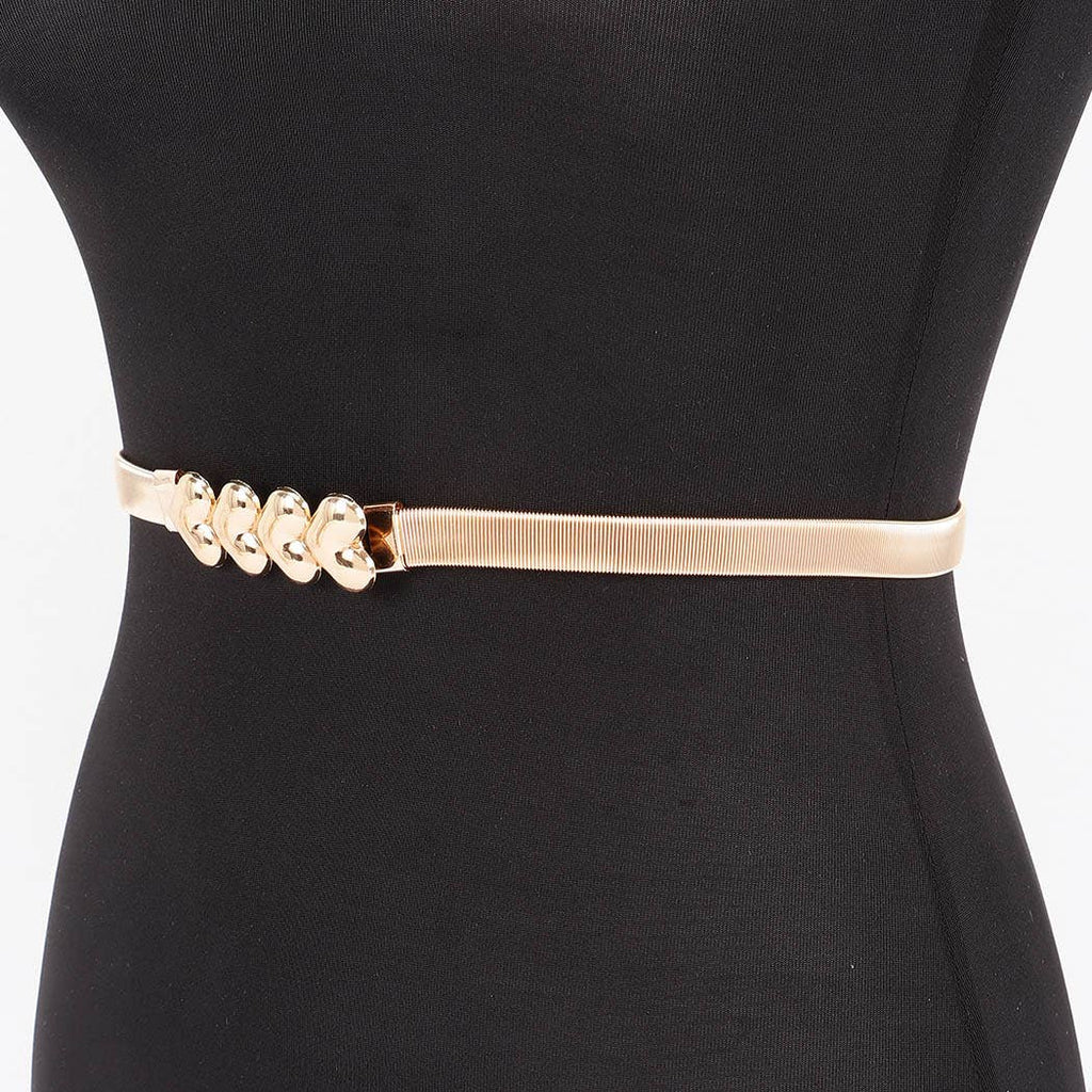Metal Multi Heart Buckle Belt: Silver