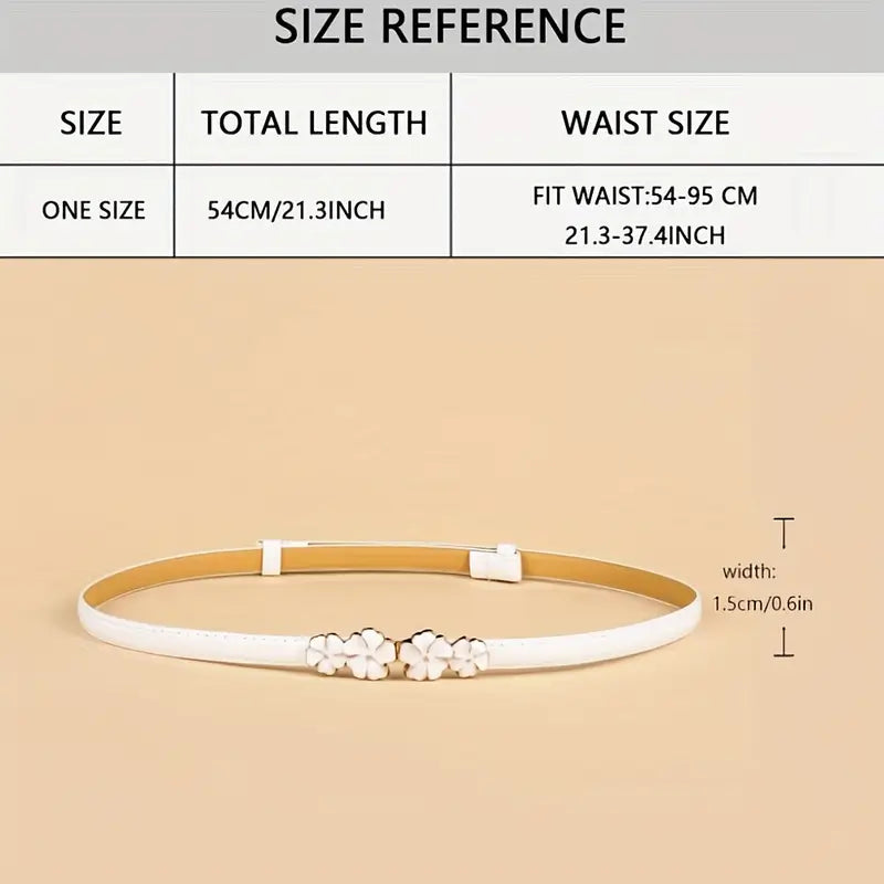 Floral Adjustable Skinny Belt : Black